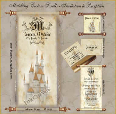 Scroll Invitations and Seating Charts for Weddings Birthdays and Special